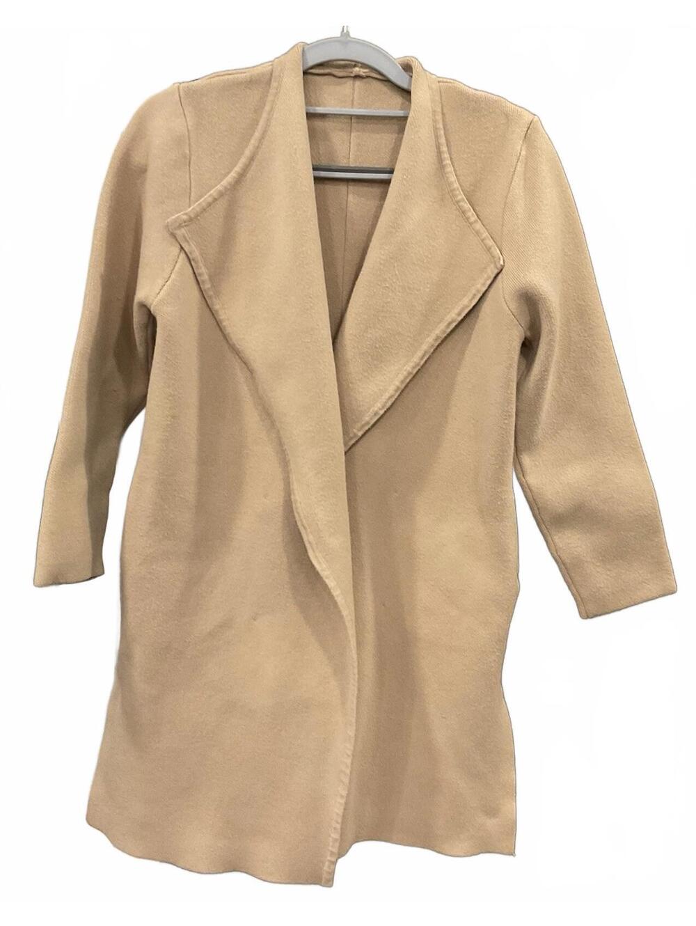 Chic Wish Womens Tan Acrylic Open Front Coat Size S/SX Discolored Spots On Back
